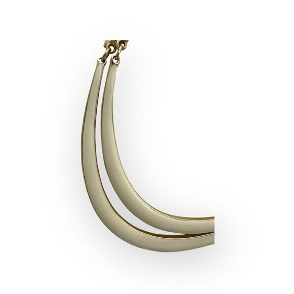 Vintage necklace with 2 rows of faux bone 14inch collar style - Picture 3 of 6